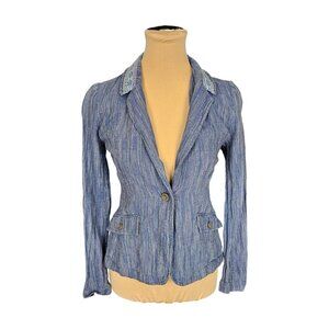 Cartonnier Anthropologie Lightweight Collared Embroidered Blazer Sz 0